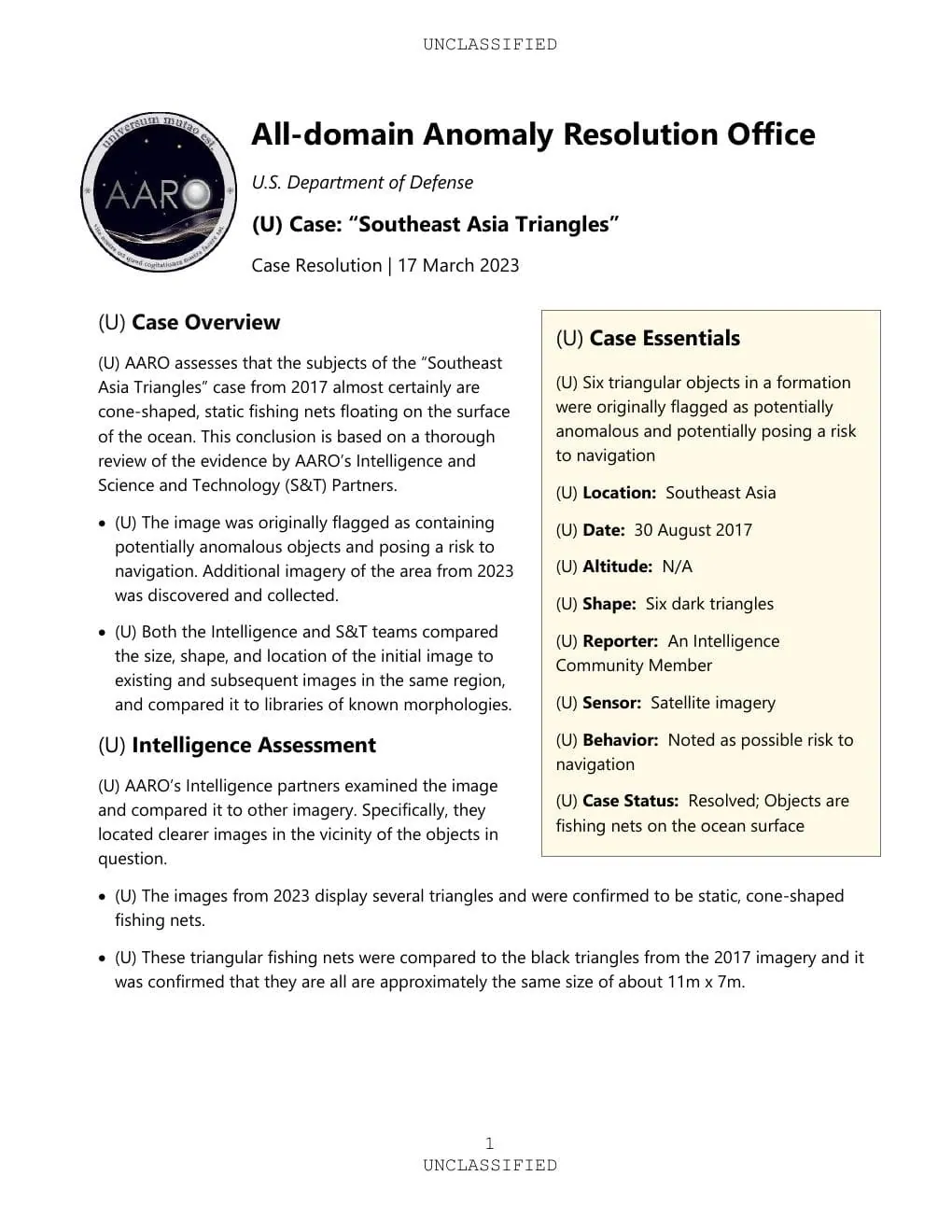 Southeast Asia Triangles Case Resolution