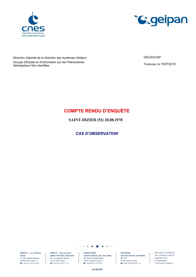 Saint-Dizier, France — Military observation of a hovering object