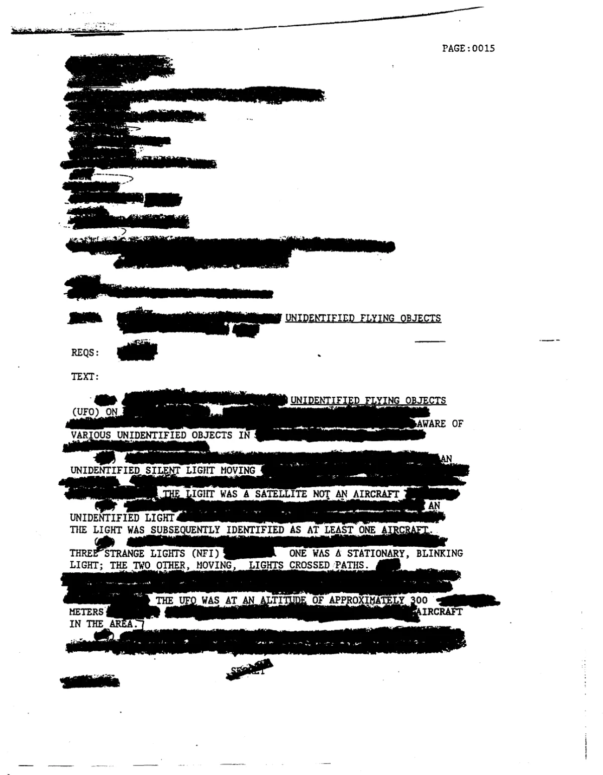 COMINT Report — XXXXX Unidentified Flying Objects