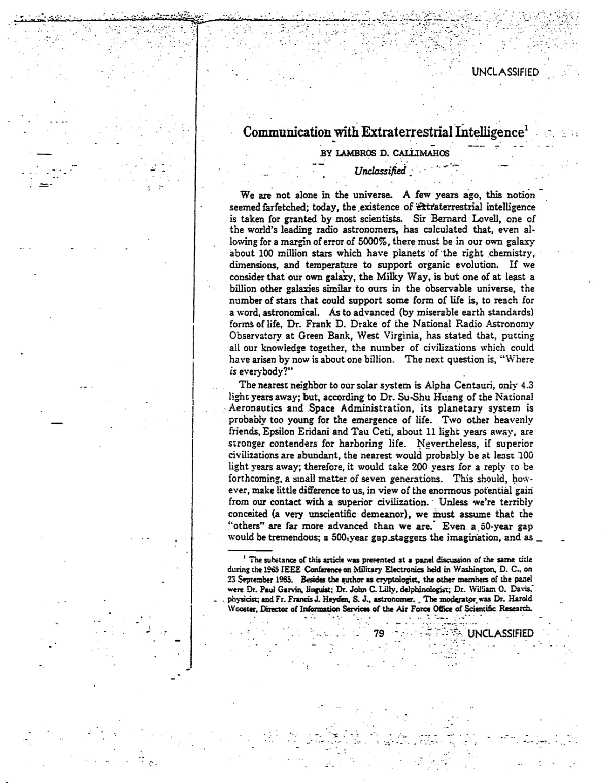 "Communication With Extraterrestrial Intelligence"