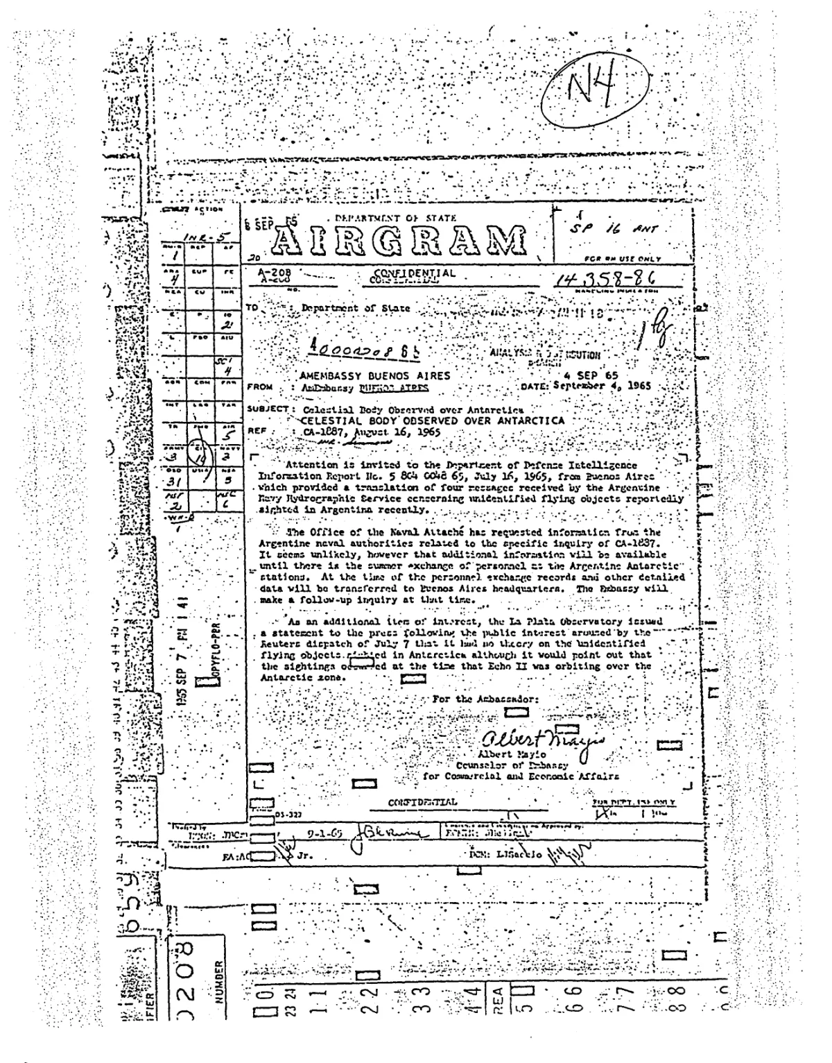 State Department AIRGRAM — Celestial Body Observed over Antarctica