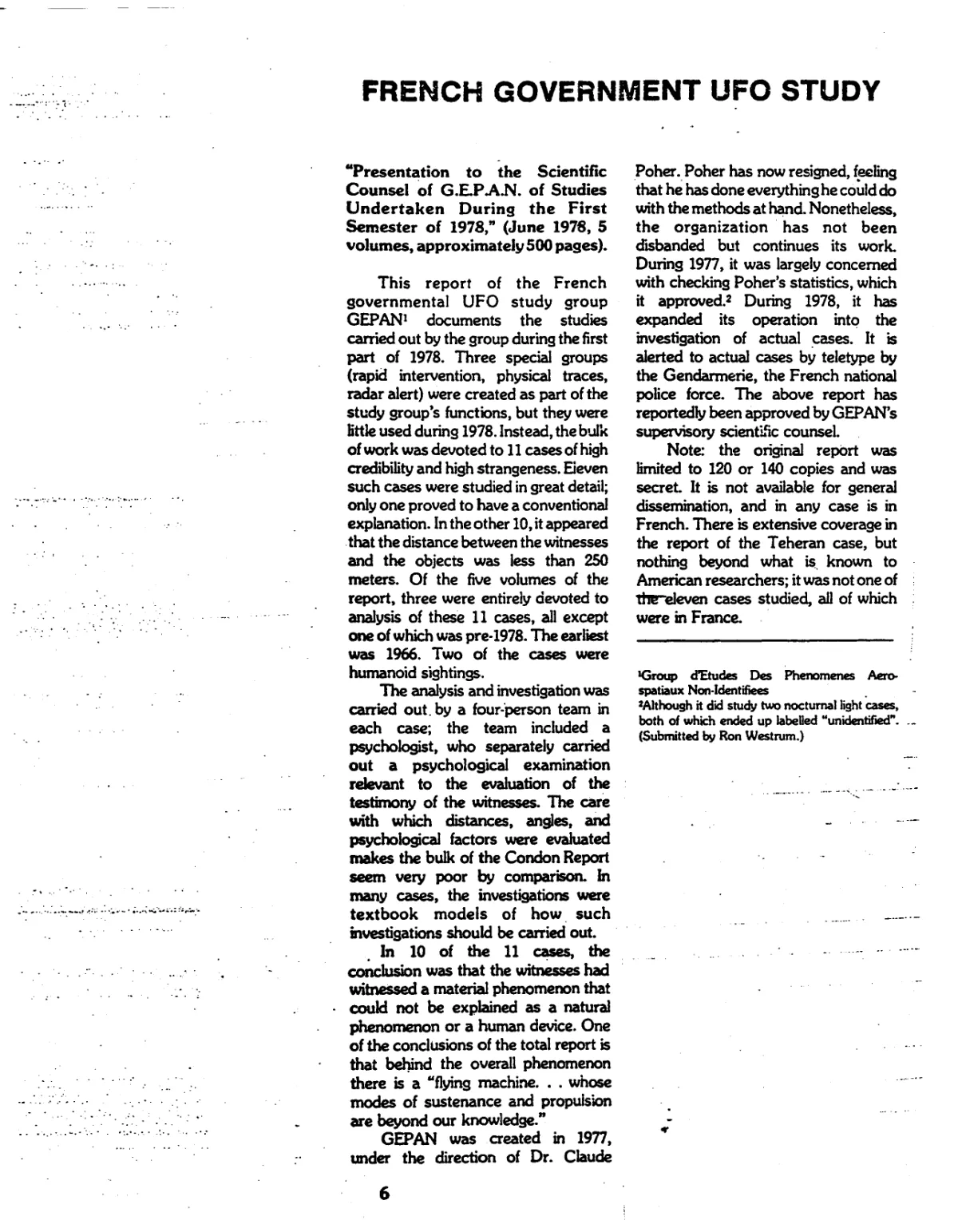 "French Government UFO Study" (clipping)