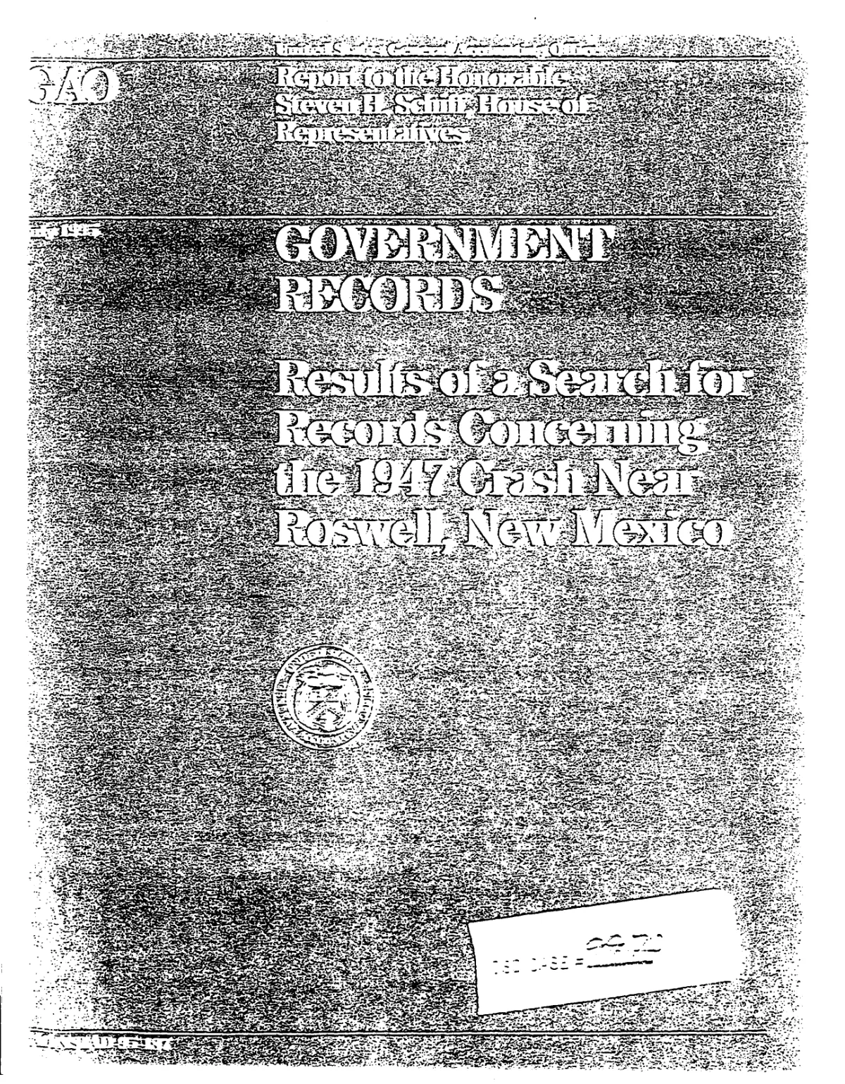 GAO Report to Rep. Schiff — Records Concerning the 1947 Roswell Crash