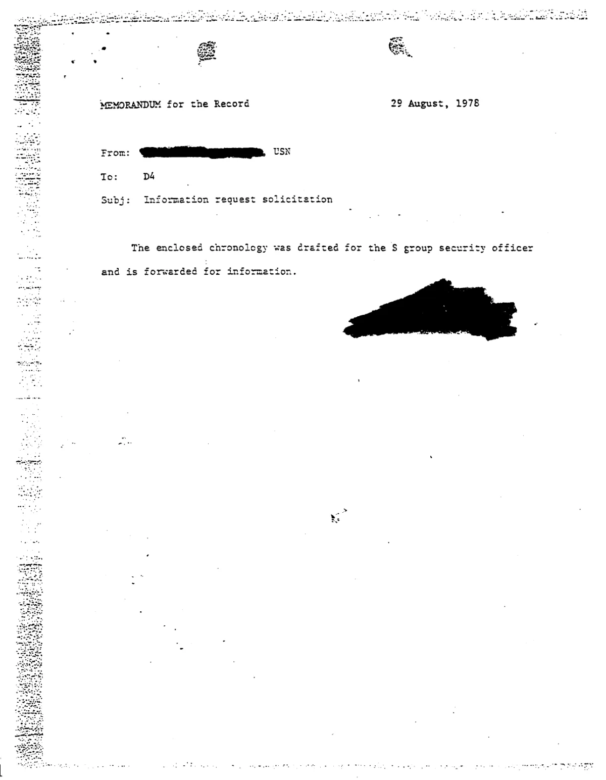 Memorandum for the Record — Information Request Solicitation