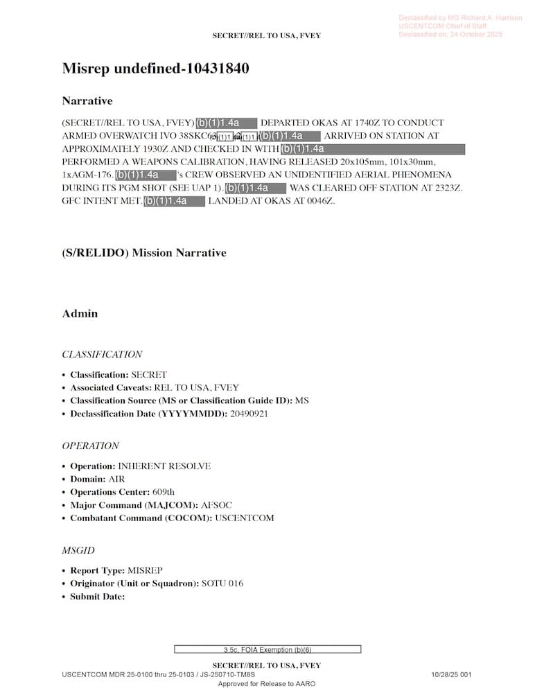 DOW-UAP-D28, Mission Report, Iraq, September 2024