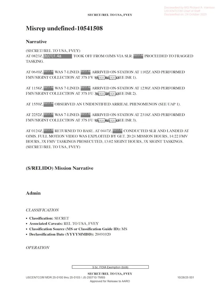 DOW-UAP-D32, Mission Report, Syria, October 2024