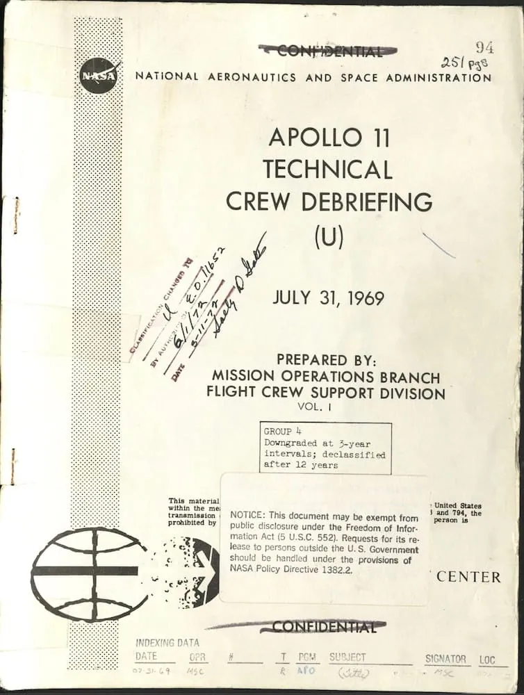 NASA-UAP-D4, Apollo 11 Technical Crew Debriefing, 1969