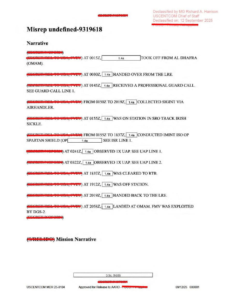 DOW-UAP-PR26, Unresolved UAP Report, United Arab Emirates, October 2023