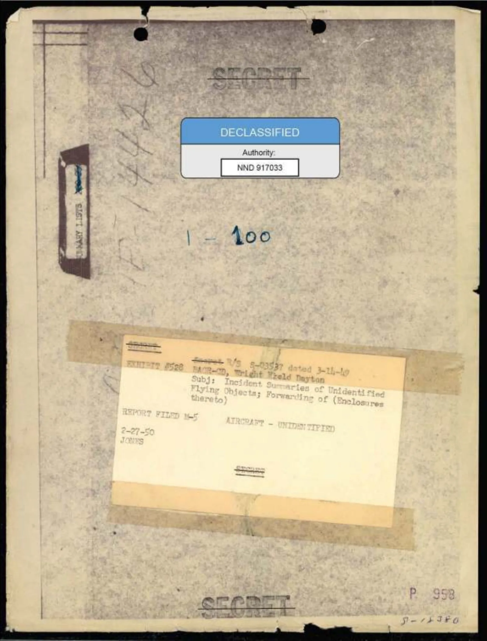 DOW-UAP-D087, U.S. Air Force Analysis of Flying Objects in the United States, 1-100