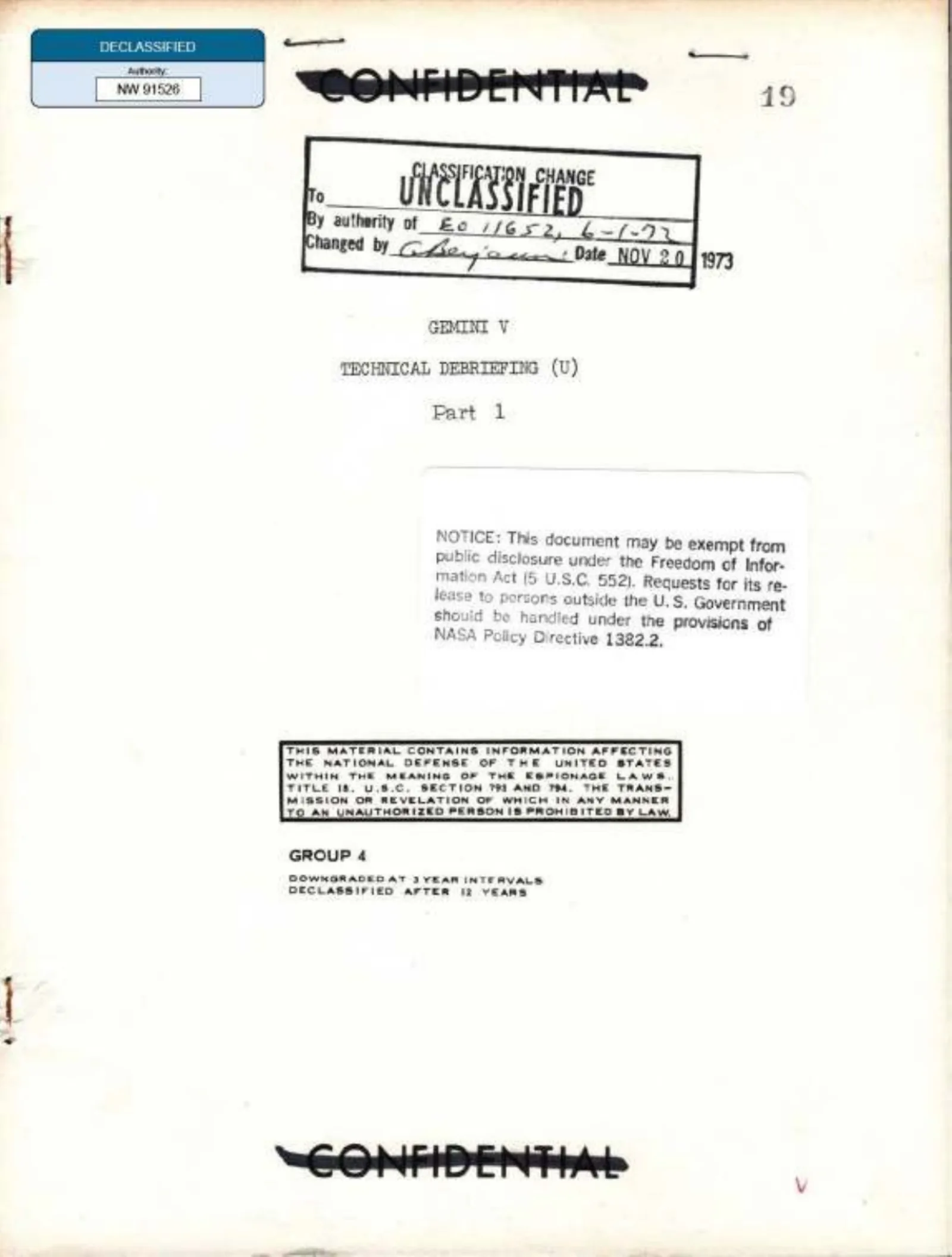 NASA-UAP-D019, Gemini 5 Technical Debriefing, Part I, 1965