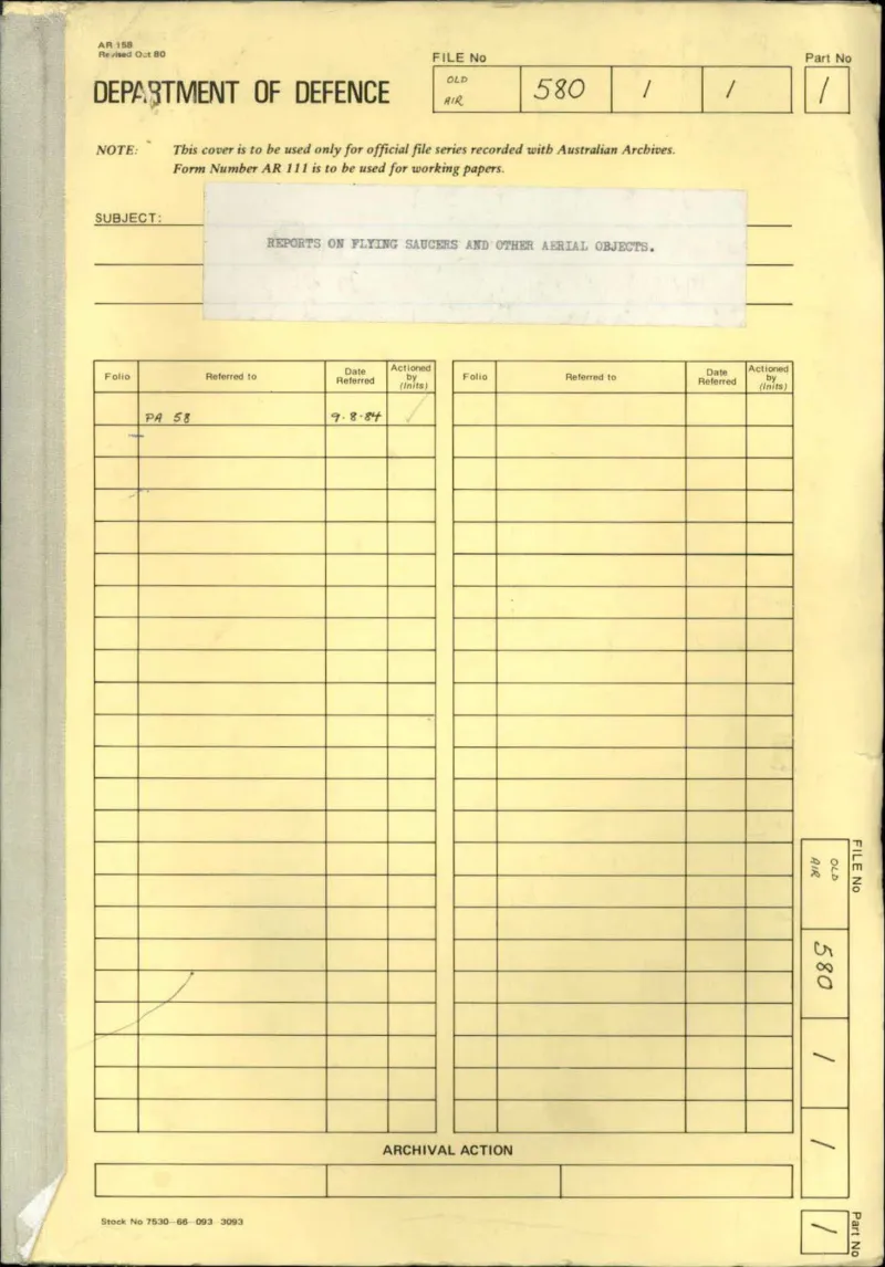 RAAF 'Unusual Aerial Sightings' report series (1968–69)